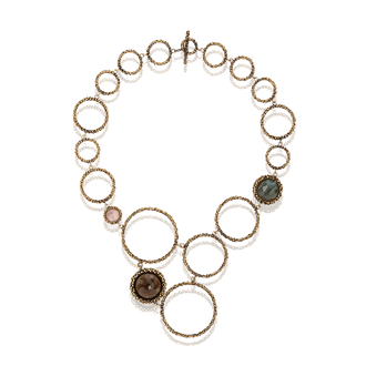 Bronzo Cioccolato - Quarzo fumè;  Labradorite;  Quarzo Rosa