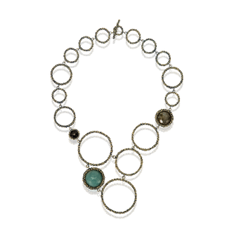 Ottone Midnight - Amazzonite;  Labradorite;  Quarzo Fumè